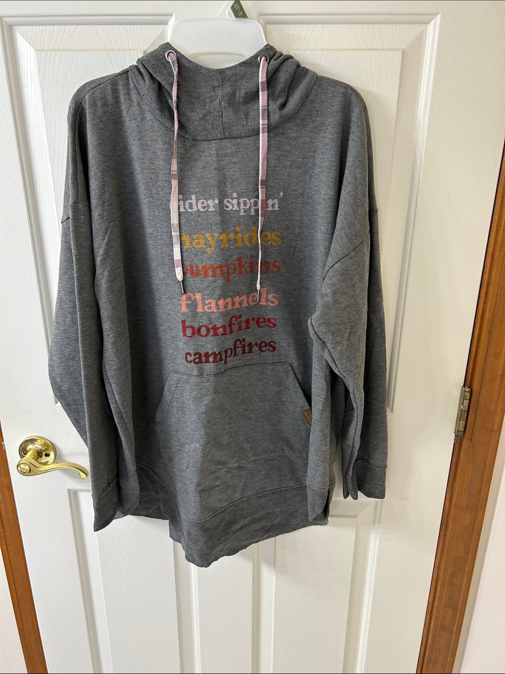 Maurices Gray Cowl Neck Sweatshirt with Fall Graphic